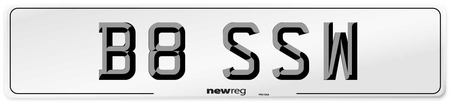 B8 SSW Number Plate from New Reg